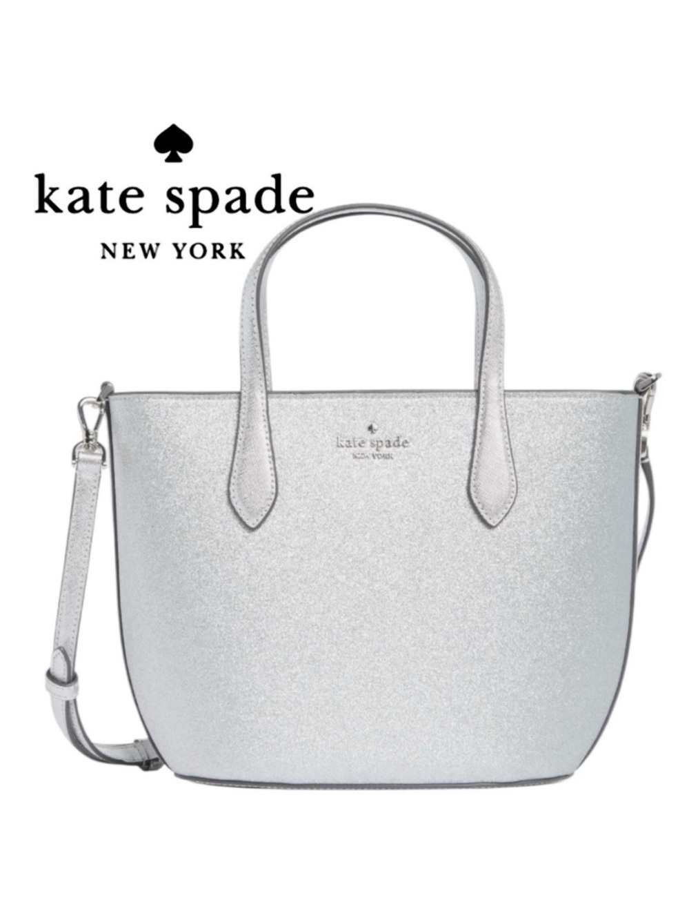 Kate Spade Glimmer Small Lunar Light Silver Glitter Satchel Bag